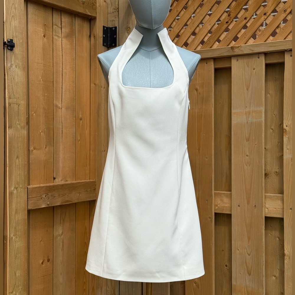 🆕 CULT GAIA 🧿 NWOT Akaia White Linen-Blend Mini Dress, Sz US 12 - Picture 3 of 17